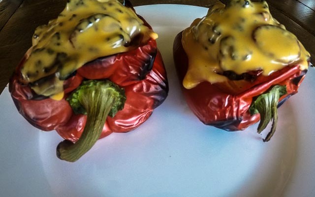 Grilling stuffed peppers